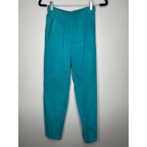 Vintage turquoise suede leather pants ￼